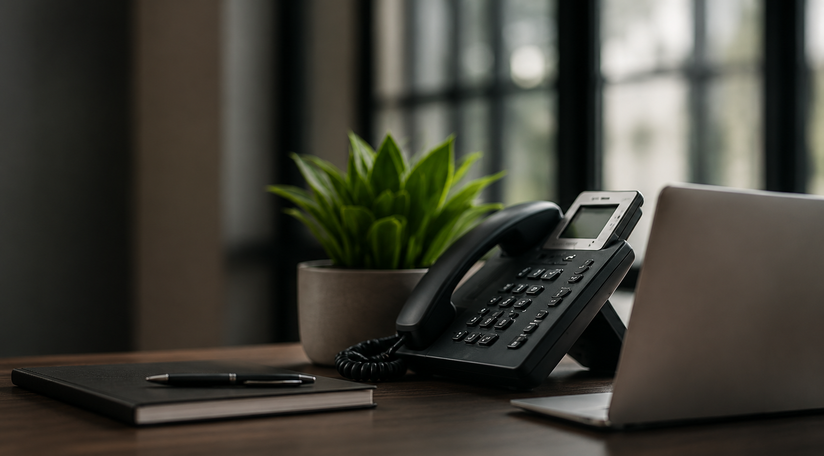 Bureau professionnel avec téléphone