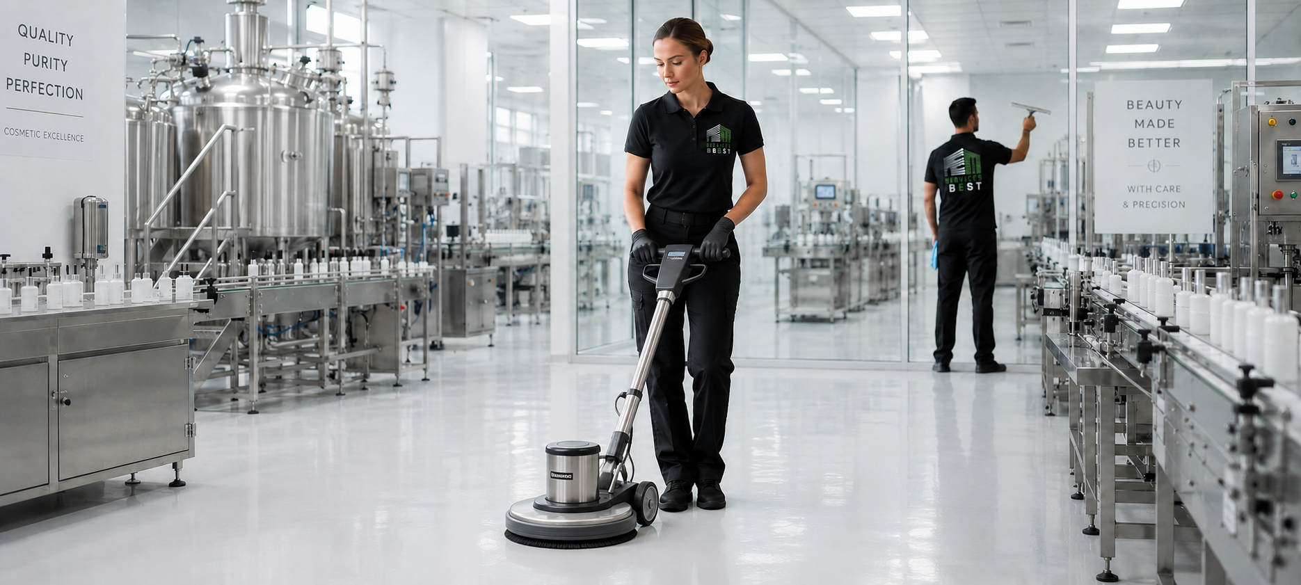Site de production cosmétique nettoyé par SERVICES by BEST