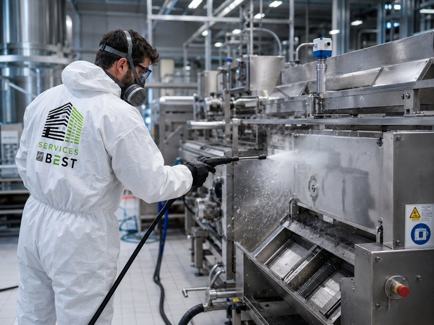 Agent réalisant un nettoyage par cryogénie